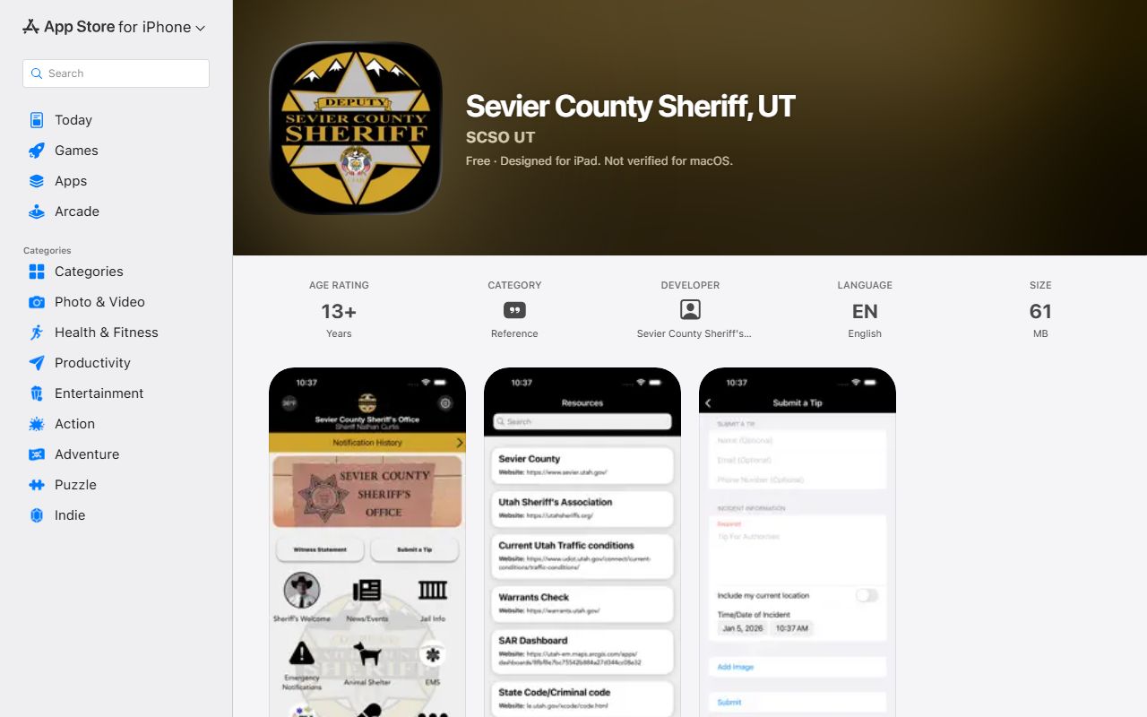 Sevier County Sheriff app for Sevier County Jail inmate lookup